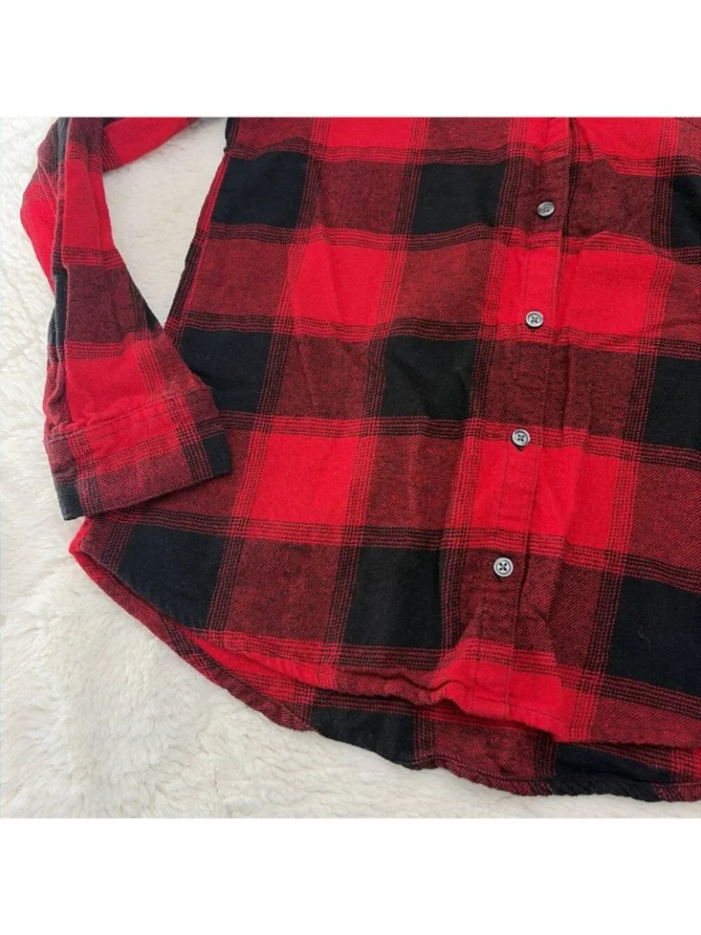 Old Navy Girls Red Black Buffalo Plaid Button Up Short XL 14/16 Fall Christmas